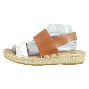 Cole Haan Brown and White Espadrille Sandals